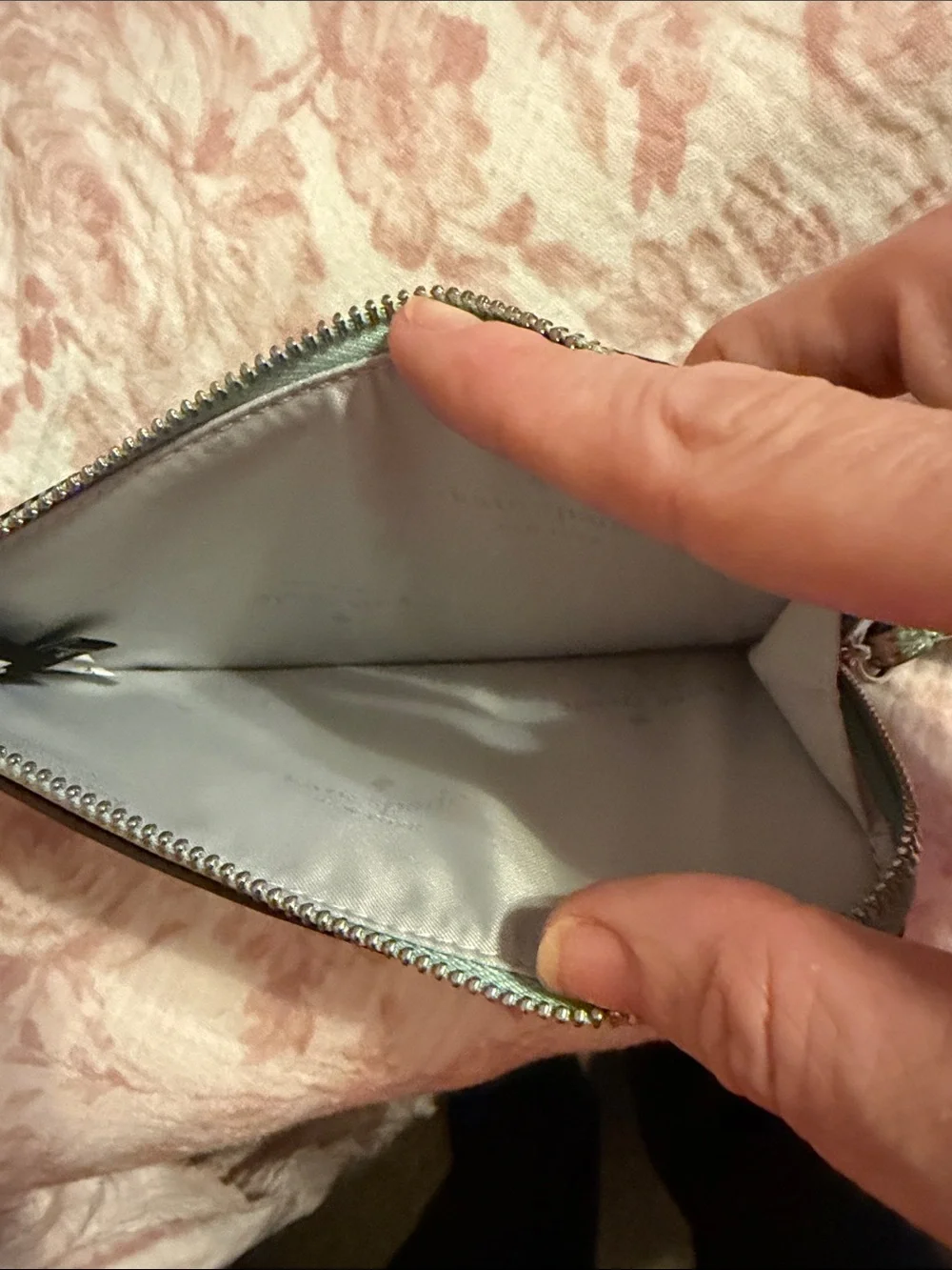 Kate Spade Lucy Metallic Mint Green Wristlet/Pouch With Strap NWT